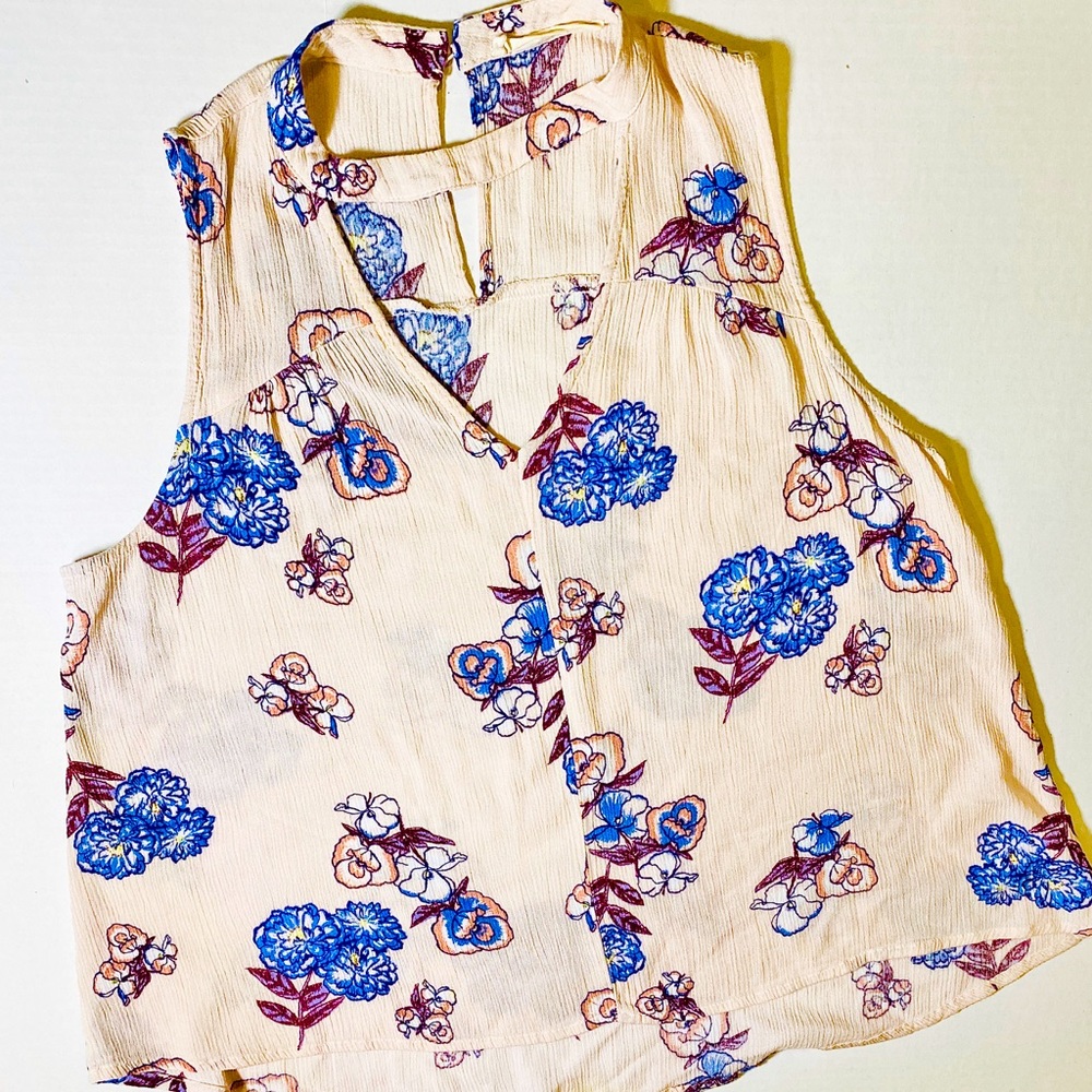 3/20* Elodie Sleeveless Choker Neck Floral Blouse